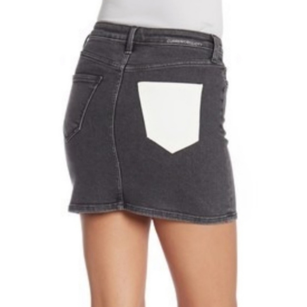 Current Elliott mini grey black stretch denim skirt  back‎ white pocket size 26